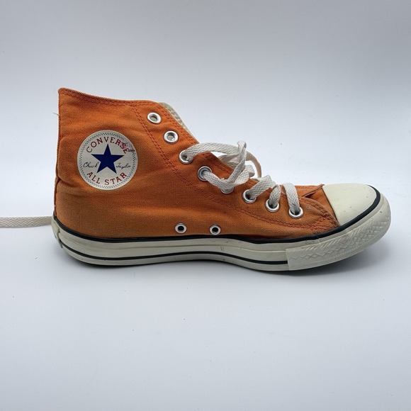 Converse Chuck Taylor All Star Orange High Top Sneakers Mens 7 Womens 9 Canvas - Picture 1 of 9